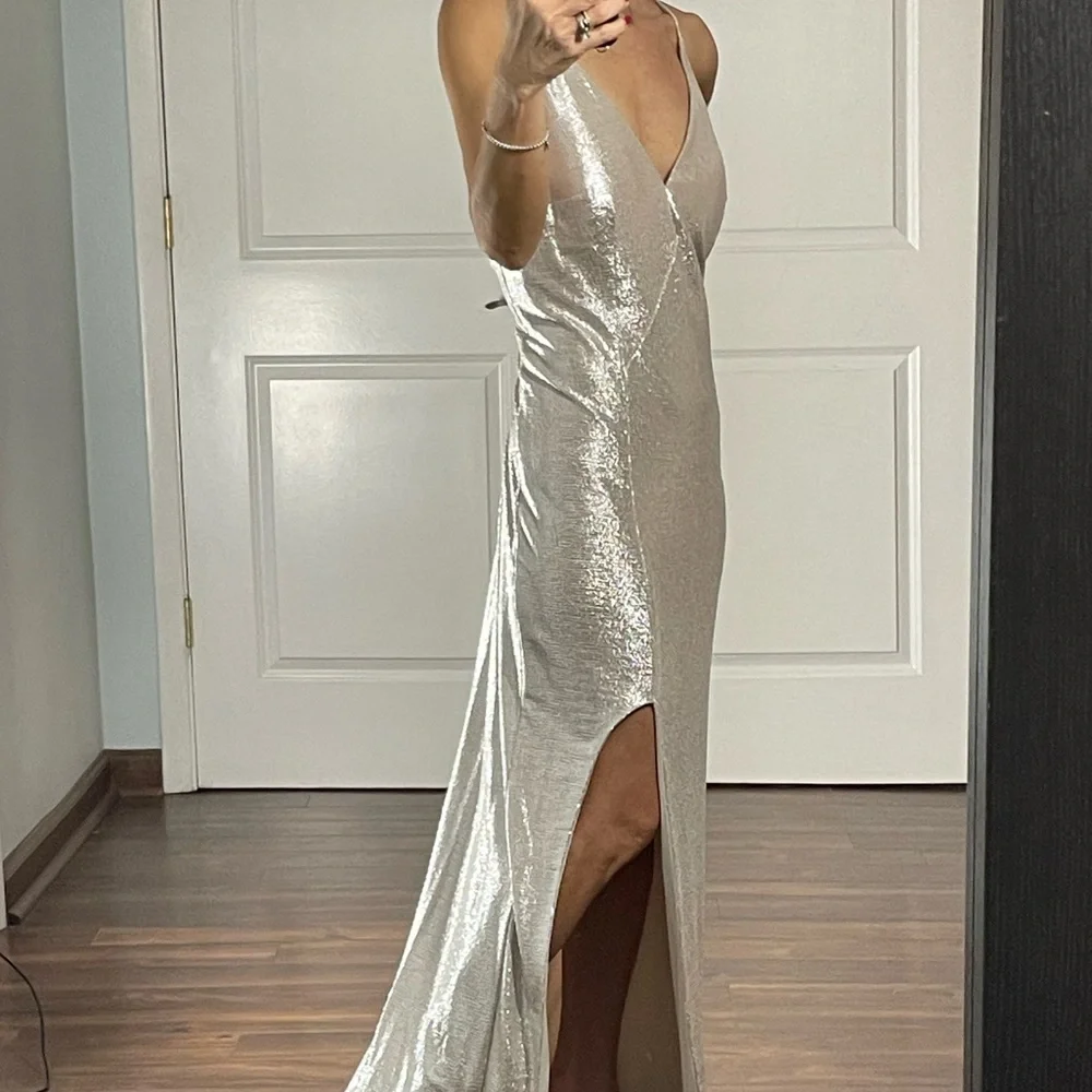 Aidan Mattox Silver Column Dress size 14 NWT - Picture 3 of 13